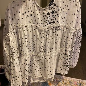 Fabrik Star Silver Ruffle Flowy Blouse